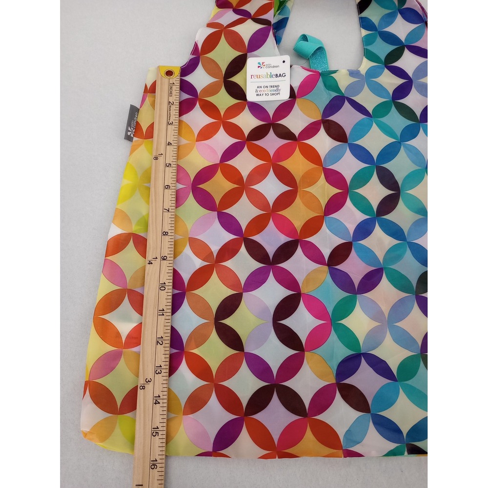 Erin Condren Reusable Bag Multicolor Geometric Pattern Colorful Rainbow - Picture 3 of 5